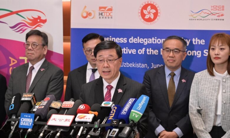 李家超在塔什干會見傳媒 總結中亞訪問成果